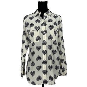 Equipment Femme 100% Silk Logo Print Button Down - Women’s XS